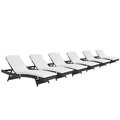 Modway Convene Outdoor Patio Chaise, Espresso and White - Set of 6 EEI-2430-EXP-WHI-SET